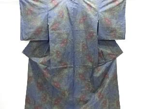 未使用品　草花模様織り出し本場泥大島紬着物